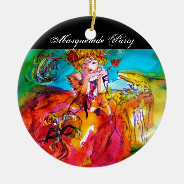 Ornamento De Cerâmica MIRANDOLINA/Máscaras de Carnaval Veneza (Frente)