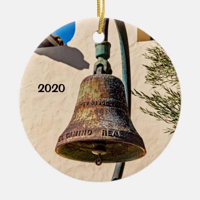 Ornamento De Cerâmica Mission Papais noeis Inés, Solvang, Califórnia (Frente)