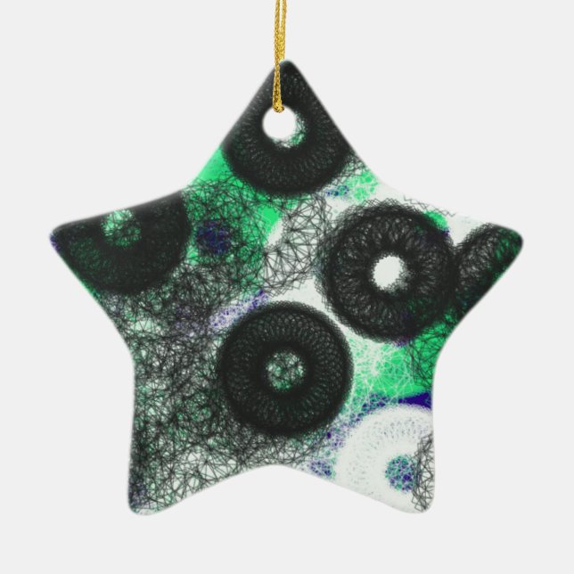 Ornamento De Cerâmica mistério do círculo negro e escuro (Frente)