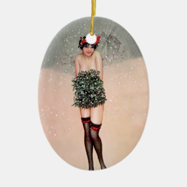 Ornamento De Cerâmica Mistletoe Miss (Frente)