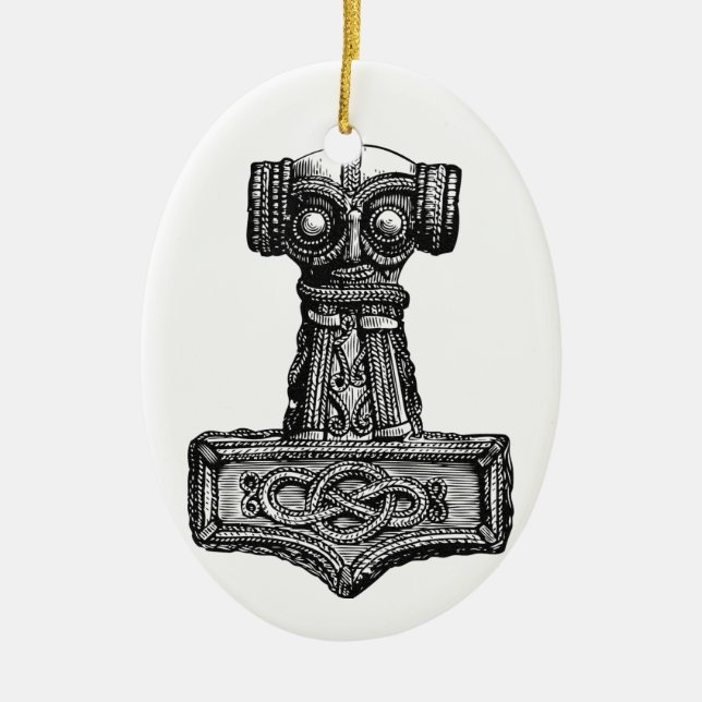Ornamento De Cerâmica Mjolnir: O martelo do Thor (Frente)