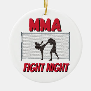Ornamento De Cerâmica MMA Fight Night text e Silhouette of Two Fighter