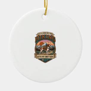 Ornamento De Cerâmica Mochila Cachorro Bretanha Caminhada Montanhas