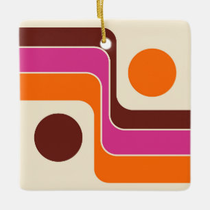Ornamento De Cerâmica Mod Estilo Retro Geométrico dos Anos 70