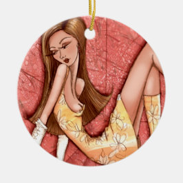 Ornamento De Cerâmica Moda Garota Go-Go Decoração Arte Original