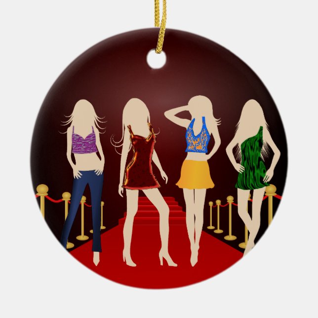 Ornamento De Cerâmica Moda Raparigas Vermelhas Carpete Arredondamento Pa (Frente)