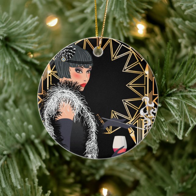 Ornamento De Cerâmica Moda retrô com um copo de vinho (Árvore)