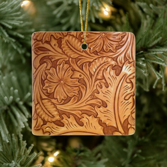 Ornamento De Cerâmica Moda russa marrom do cowboy couro ocidental (Árvore)