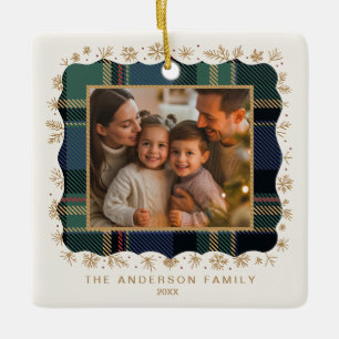 Ornamento De Cerâmica Modelo de Foto de Natal Xadrez Clássico ID1141B