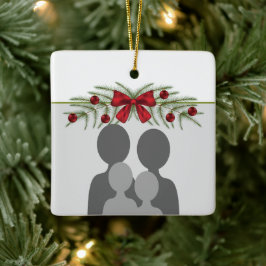 Ornamento De Cerâmica Modelo de Foto Personalizado Com Grinalda de Natal