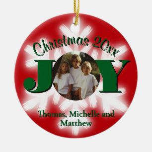Ornamento De Cerâmica modelo de foto personalizado da família de Natal