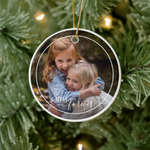 Ornamento De Cerâmica Modelo de Foto Personalizado Irmãs Para Sempre