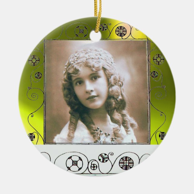 Ornamento De Cerâmica MODELO DE FOTOGRAFIA MAGIC SWIRLS, Topaz amarelo (Frente)