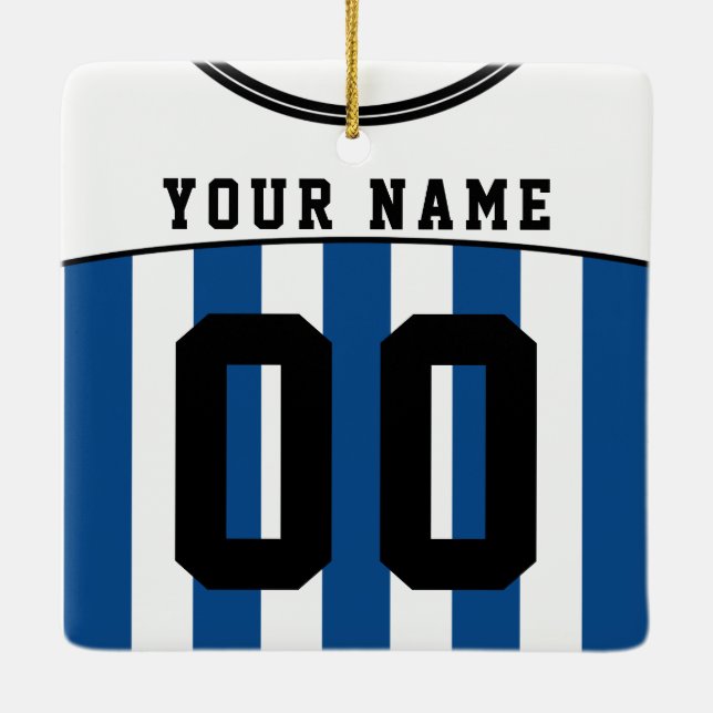 Ornamento De Cerâmica Modelo de Futebol do Name & Number Soccer (Verso)