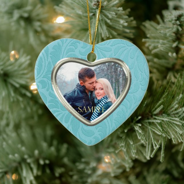 Ornamento De Cerâmica Modelo de Guarda-Keepsaem Azul Ceruliano (Árvore)