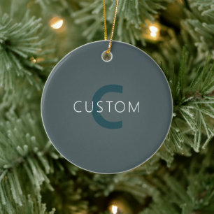 Ornamento De Cerâmica Modelo de Monograma Personalizável com Estilo