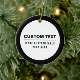 Ornamento De Cerâmica Modelo de texto personalizável simples e negrito