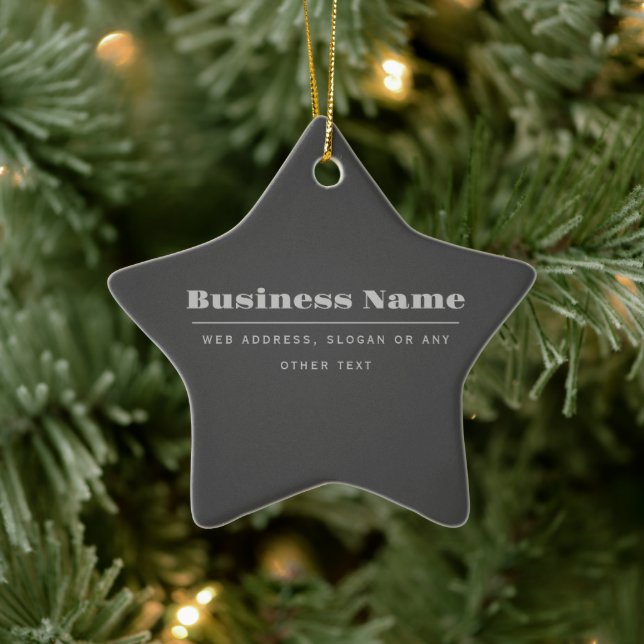 Ornamento De Cerâmica Modelo de Texto Retromoderno Editável | Cinza Escu (Árvore)