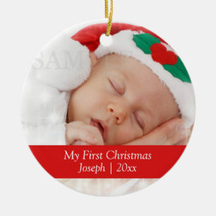 Ornamento De Cerâmica Modelo personalizado primeiro Natal da foto do