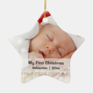 Ornamento De Cerâmica Modelo personalizado primeiro Natal da foto do