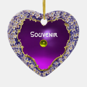 ORNAMENTO DE CERÂMICA MODELO ROMÂNTICO DA FOTO DO CORAÇÃO DO LILAC