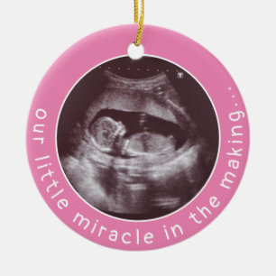 Ornamento De Cerâmica Modern Baby Girl Pink Ultrassom 2 Fotografia Milag