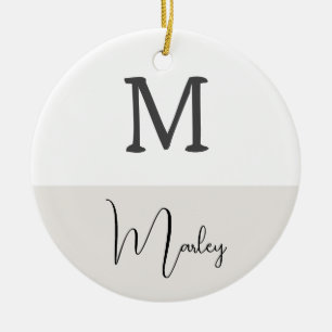 Ornamento De Cerâmica Modern Boho com Nome Natal