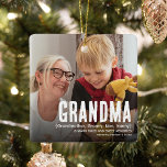 Ornamento De Cerâmica Modern Cute GRANDMA Definição 2 Foto Natal<br><div class="desc">Deixe uma avó saber o quão especial ela é para você com este Enfeites de natal de Foto GRANDMA 2 moderno e divertido. Basta carregar 2 das suas imagens favoritas e personalizar o texto para torná-lo único e pessoal para você.</div>