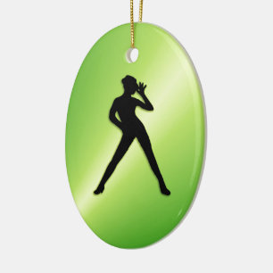 Ornamento De Cerâmica Modern Dance Green