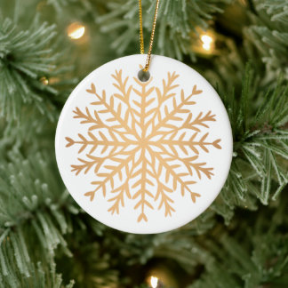 Ornamento De Cerâmica Modern Faux Gold Snowflake Christmas