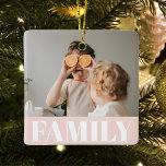 Ornamento De Cerâmica Modern Pastel Pink Family Photo Gift<br><div class="desc">Modern Pastel Pink Family Photo Gift</div>