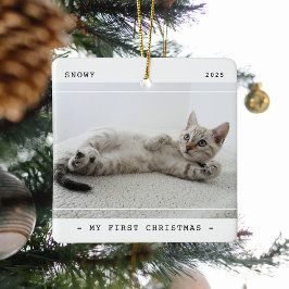 Ornamento De Cerâmica Modern Pet My First Christmas 2 Photo