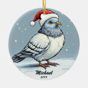 Ornamento De Cerâmica Modern Pigeon Papai Noel Natal Personalizado