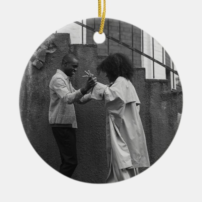 Ornamento De Cerâmica Modern Rustic Plaid Christmas Ornament Personalize (Frente)