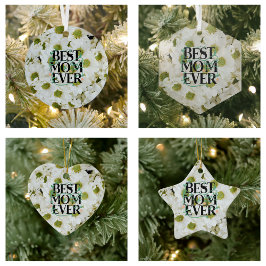 Ornamento De Cerâmica Moderna Floral Branca Melhor Mãe do Mundo Tendênci