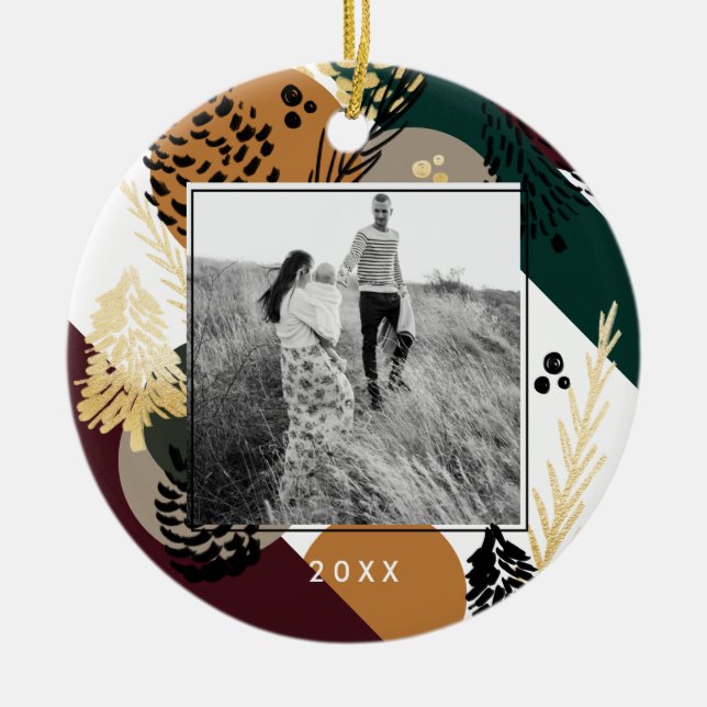 Ornamento De Cerâmica Moderno Artístico | Foto Mínima De Pinho Quente (Frente)