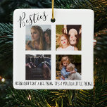 Ornamento De Cerâmica Moderno | Besties | 4 Árvore de Natal Fotográfica<br><div class="desc">Amigos vão enlouquecer por essas fotos modernas,  com 4 fotos e um texto modelo que diz 'BESTIES,  AMIZADE NÃO É UMA COISA GRANDE É UM MILHÃO DE COISAS'. O estilo,  o tamanho e a cor de todas as fontes podem ser alterados após a personalização,  clicando no link personalizar.</div>
