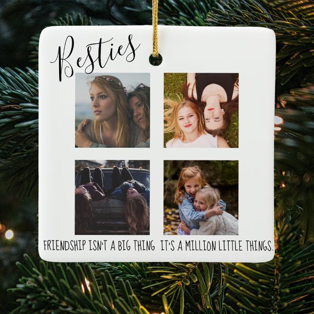Ornamento De Cerâmica Moderno | Besties | 4 Árvore de Natal Fotográfica (Criador carregado)