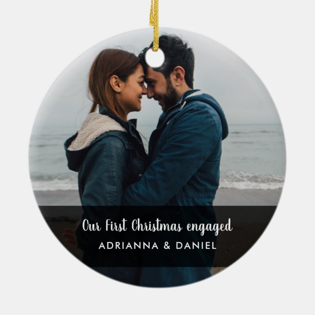 Ornamento De Cerâmica Moderno nossa foto contratada primeiro Natal do (Traseira)