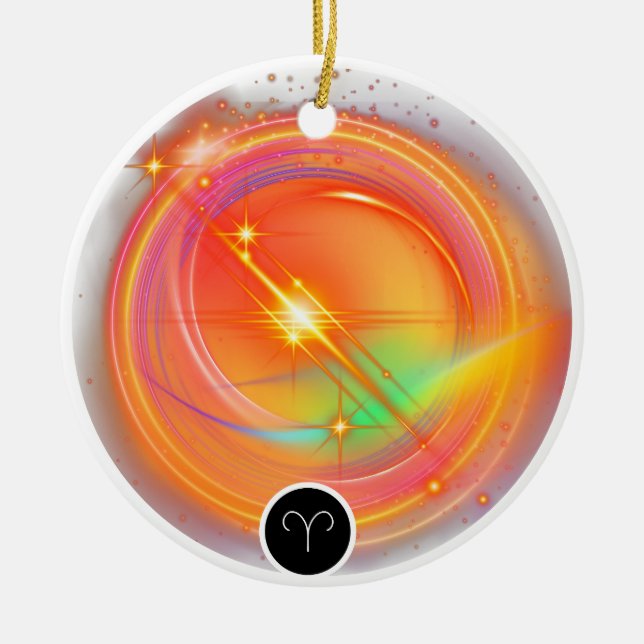 Ornamento De Cerâmica Moderno - Sinal Zodiac - Cota ARIES | Elemento Fog (Frente)