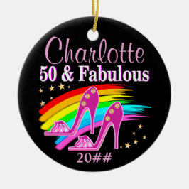 ORNAMENTO DE CERÂMICA MOEDA DE ANIVERSÁRIO FABULOSA PERSONALIZADA 50º AN