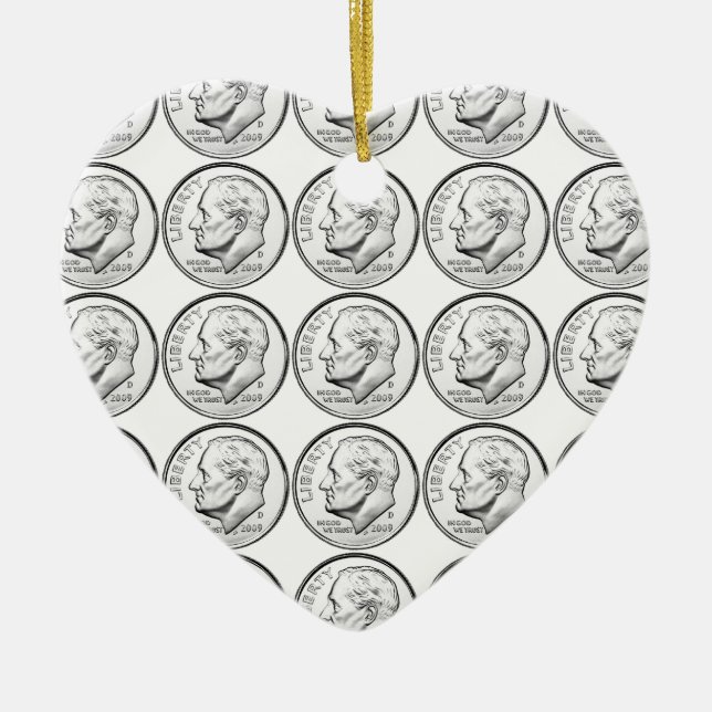 Ornamento De Cerâmica Moeda de dez centavos de Roosevelt dos Estados (Frente)