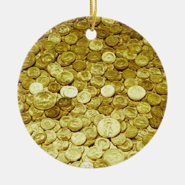 Ornamento De Cerâmica moedas de ouro (Frente)