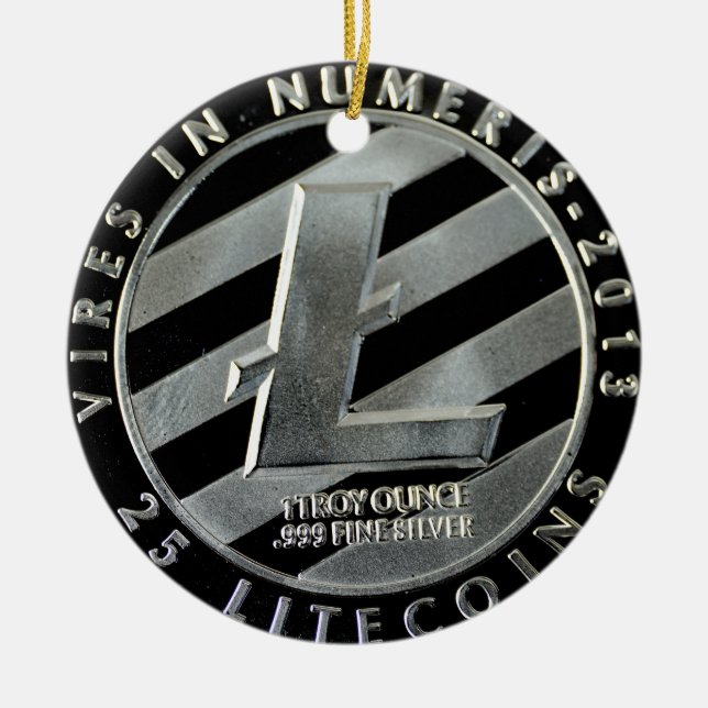 Ornamento De Cerâmica moedas do litecoin (Frente)