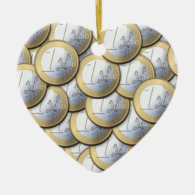 Ornamento De Cerâmica Moedas em euros - personalização (Frente)