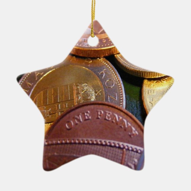Ornamento De Cerâmica Moedas para a sorte (Frente)