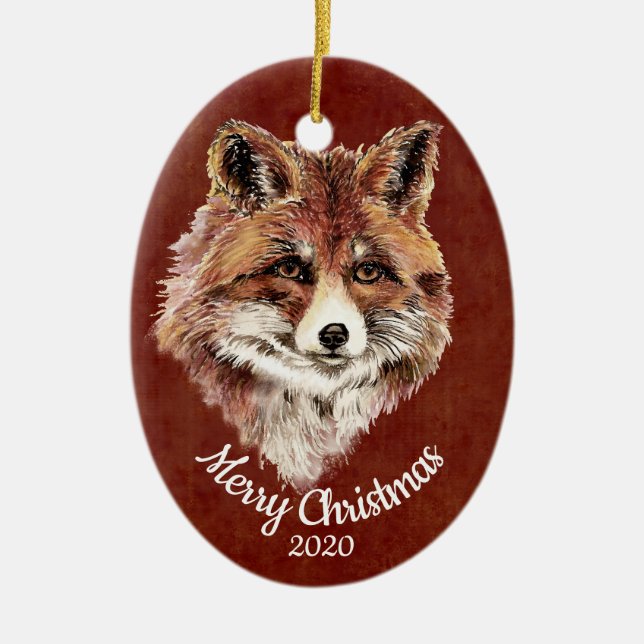 Ornamento De Cerâmica Mola Vermelha Cria Fox Animal Personalizado Natal (Frente)