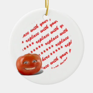 Ornamento De Cerâmica Moldura de Foto de Tomate Feliz Sorridente
