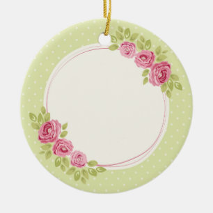 Ornamento De Cerâmica Moldura de Rosas Vintage Shabby Chic