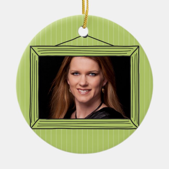 Ornamento De Cerâmica Moldura para retrato handdrawn retangular (Frente)